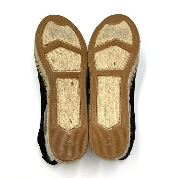 French Connection Women's Lucya‎ Black Leather Peep Toe Espadrille Sandals Shoes - Picture 9 of 16